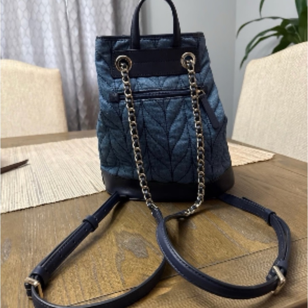 Kate Spade denim Quilted Bucket Backpack EUC - Picture 7 of 13